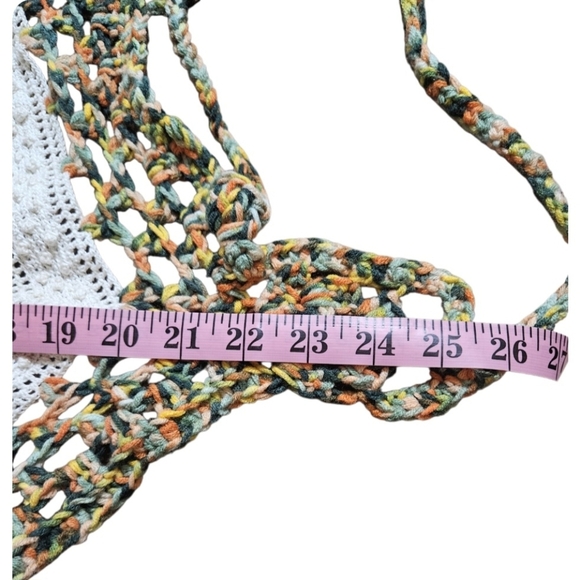 Hand Crafted Hexagon Silhouette Crochet Top Cotton & Acrylic Boho Multicolored - Picture 15 of 17